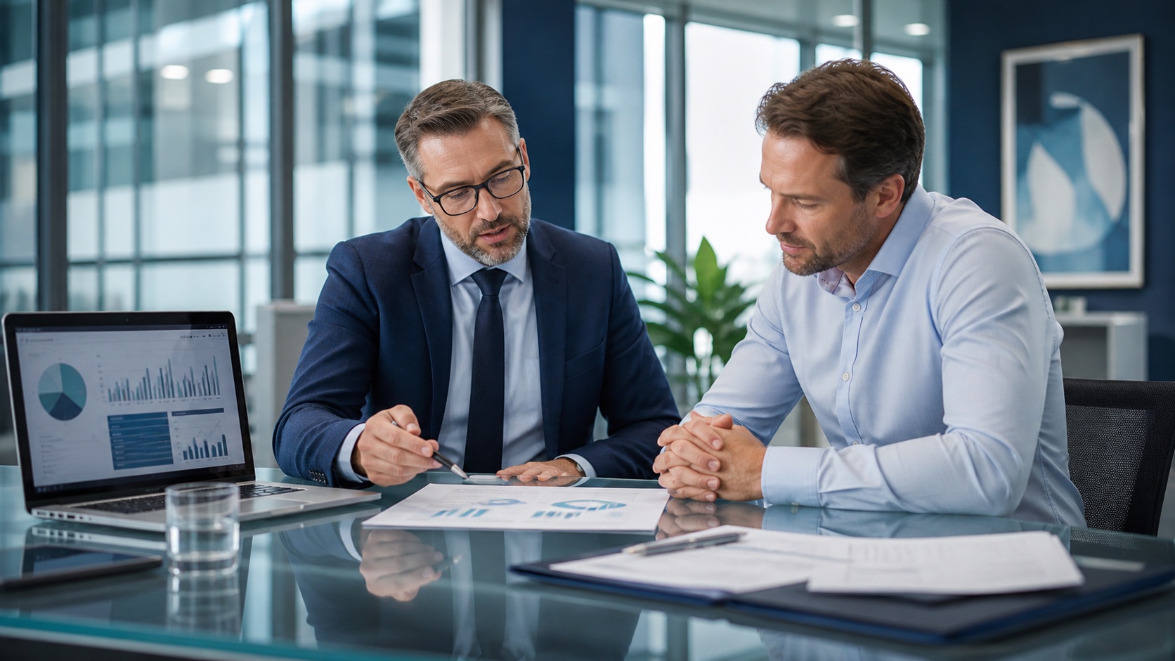 Tax adviser discussing a planning chart with a business owner